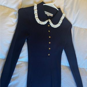 Ribbed Polo Collar Sweater